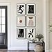 Framed Boho Black and White Brown Modern Abstract Wall Art for Living Room, Set of 6 Bohemian Wall Hanging Artwork, Minimalist Sun Geometric Pictures for Bedroom Office Bathroom Wall Decor 11x14 Inch