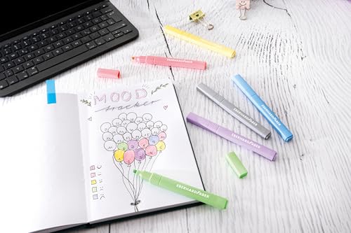 EBERHARD FABER 599041 - Textmarker Set Slim, 12 Marker Stifte in Natur- und Pastellfarben, Strichstärke 1-4 mm