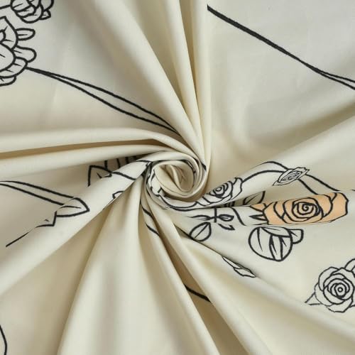 Image of 300 TC Cotton Feel Glace Cotton Elastic Fitted Bedsheet for King Size Double Bed | Fits up to 8 Inch Mattress | Printed Bedsheet with 2 Pillow Covers (Hanging Roses, King Size - 72 inchx78 inch)