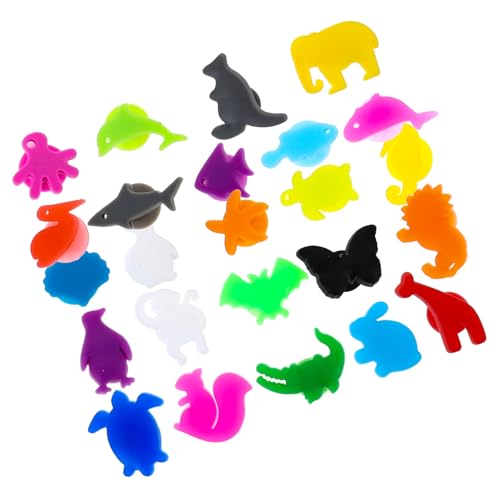 Cabilock 24pcs Silicone Wine Glass Markers Animal Drink Identifiers Cup Labels for Parties Reusable Easy to Clean for Home Bars and Events