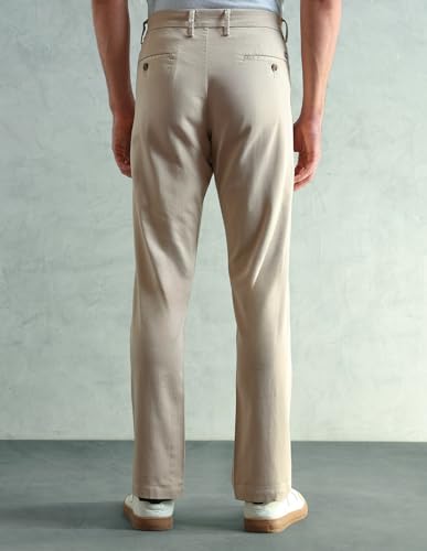 Image of Arrow Sport Men Slim fit Cotton SolidMid Rise waistTrousers