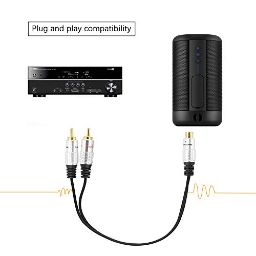 SinLoon RCA Y-Adapter Audio Cable,Premium Aluminium Alloy Single RCA Female to 2 Dual Male RCA Digital Coaxial Splitter Gold Plated Adapter Audio Cable(RCA/F-2M)