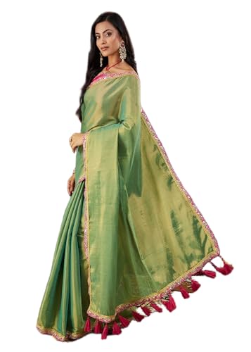 Amazon Brand - Tavasya Wedding Party & Festive Cotton Silk Embellished Saree With Blouse