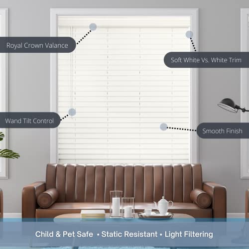 Lotus & Windoware Cordless 2" Faux Wood Blind 35" Wide X 54" Long, Soft White, Smooth (Fcx3554Wh) - 35 X 54,Soft White - 35 X 54,Soft White #TOP2