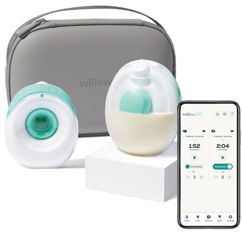 Image of Willow Go - Wearable Breastfeeding Pump w/Case Grey - Hands Free Breast Pump - Electric, Cordless - 9 Levels of Hospital Grade Suction Strength, & App Compatible