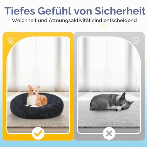 LUOJINYI Hundebett Flauschig, Hundekissen Rund Haustierbett Donut Katzenbett Waschbar mit rutschfestem Boden für große, mittelgroße & kleine Hunde, 70 cm, Marineblau