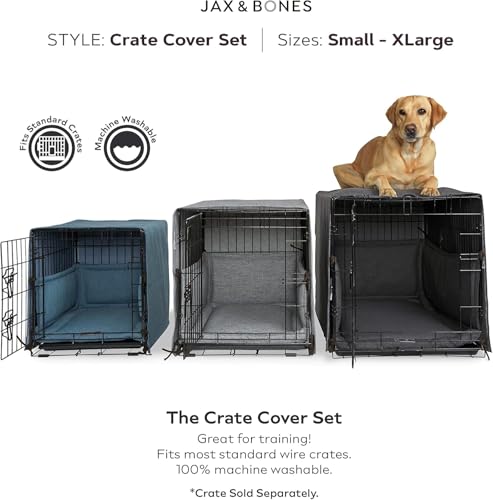 Jax & Bones Dog Crate Cover & Dog Crate Pad Set - Includes Crate Bed, Kennel Cover, & Soft Liner That Acts Like a Bumper - Large Lark Graphite - Made in USA by Jax & Bones - Image 5