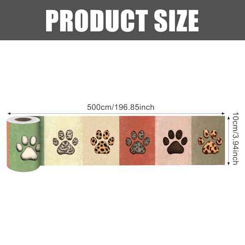 Image of Nuxovilar Colorful Paw Print Peel Stick Wall Border PVC 3.94x16.4'