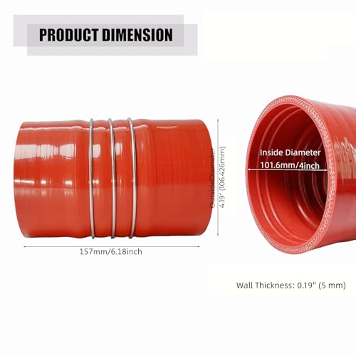 2PCS 4" X 6" Silicone Intercooler Hump Hose Boot Kit With T-Bolt Clamps - Heavy Duty For Diesel Trucks (Black)