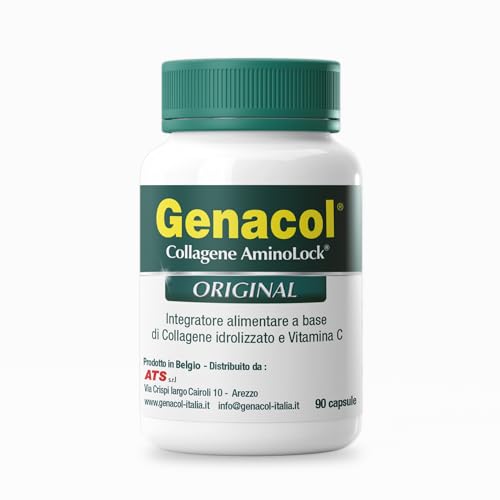 GENACOL Matrice di collagene pura al 100% con Vitamina C. 90 capsule 400mg. Integratore di collagene idrolizzato per la resistenza, la forza e la vitalità di cartilagini, legamenti e muscoli
