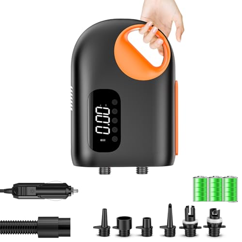 Bomba Sup Bateria 10000mah, 20psi Alta Presión 12v Dc Bomba De Aire Con Lcd Digital Auto-Off Inteligente Dos Etapas Inflador Desinflador Para Stand Up Paddle Boards Botes Kayak Barco Inflable