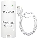 baterãa rechargeable de 3600 mAh pour manettes Wii distants. Recharge via le port USB de la console ou de n'importe quel ordinateur. Câble USB de chargement inclus
