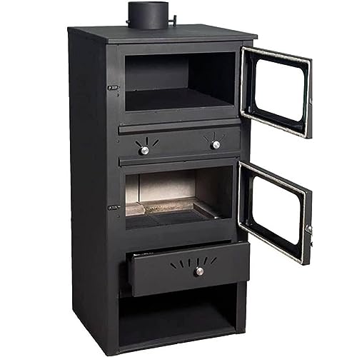 Terza immagine Stufa a Legna e Carbone con Forno in Acciaio 11-14KW Ischia Con Termometro e Regolazione Aria Primaria e Secondaria