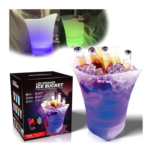 Cubo de hielo LED de 7L con luces que cambian de color y altavoz inalámbrico 3