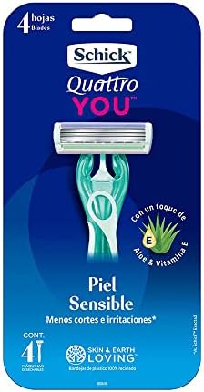 Schick Quattro You Sensitive Piece Of Mind Disposable Razor For Women, 4 Count