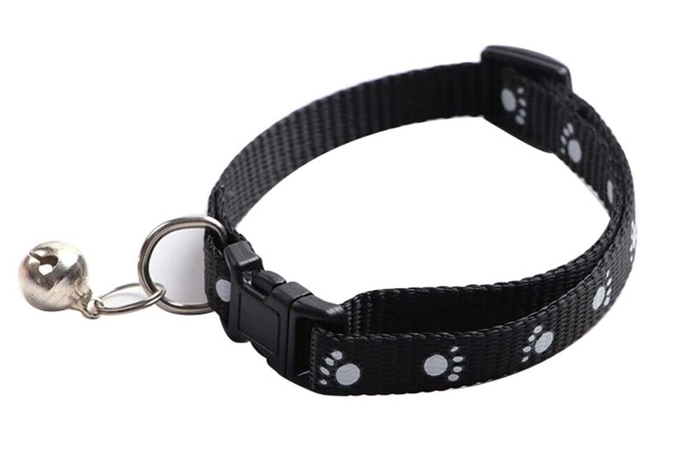 Pups&Pets Dog, Puppy, Cat & Kitten Buckle Paw Print Adjustable Pet Collar with Bell, X-Small Size 10 MM Nylon Collar Paw Printed Belt for Neck (Black) (B0BRJ8W787) Amazon Price History, Amazon Price Tracker