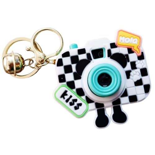Image of Mini Projector Camera Toy with Bell, Plastic Multicolor Design, Light Projection Feature, Cartoon Keychain for Kids