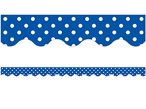 Teacher Created Resources Blue Polka Dots Scalloped Border Trim (4666)