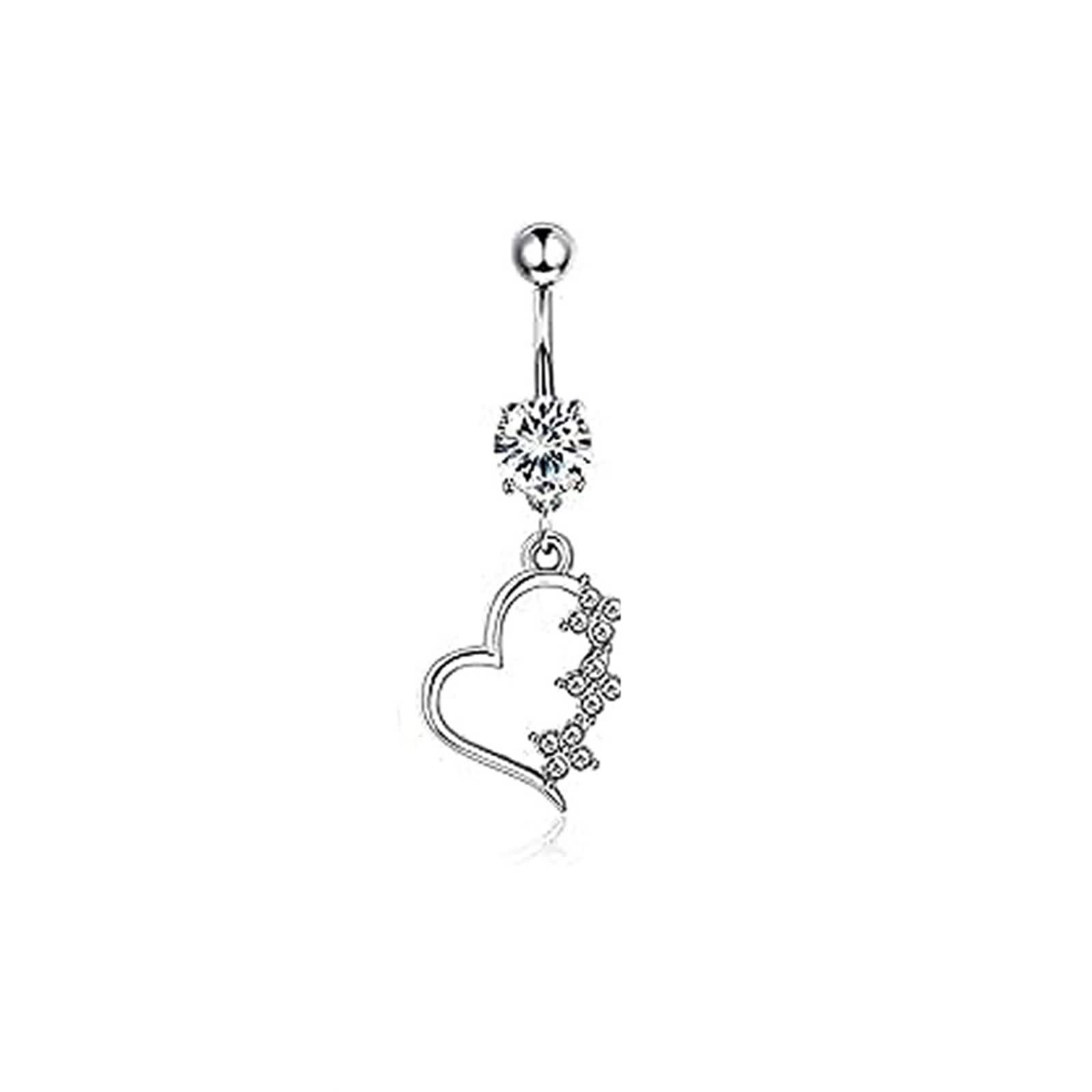 Bauchnabelpiercing Schmetterling Chirurgenstahl, Bauchnabelpiercing H?Ngend Sexy 14 Gauge Schmuck Set Blatt-Herz Bowknot mit Zirkonia