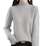 [AOY] ニット トップス レディース 秋冬 【ぽかぽか温かく・細身に見せ・上品で大人っぽい魅力・4サイズ&10色展開】 リブニット セーター ニットソー インナー 長袖 ハイネック 着回し 着痩せ 小顔 無地 ふわふわ 重ね着 カジュアル シンプル 秋 冬 (M, ライトグレー)