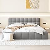 sommier tapissier lattes ou ressorts 【Conception avec matelas intégré】La conception unique du lit double capitonné 140 x 190 permet un placement encastré du matelas, assurant ainsi un maintien optimal. Ce lit double arbore un design simple et élégant et se décline dans une variété de coloris tendance pour s'harmoniser facilement avec différents styles d'intérieur.