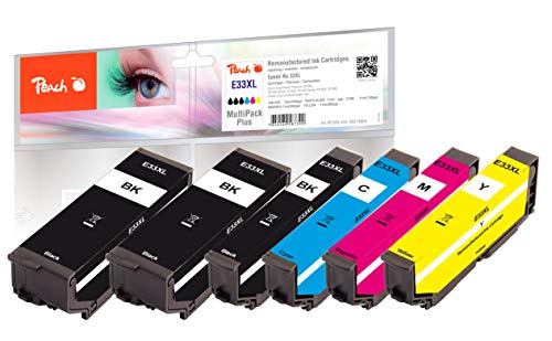 Peach E33 Spar Pack Plus Cartouches d'encre XL équivalent des modèles Epson T3357, No. 33XL, C13T33574010 pour Epson Expression Premium XP -530, Epson Expression Premium XP -630