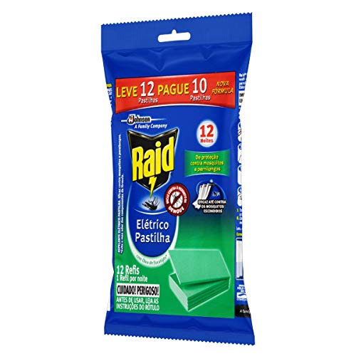 Raid Repelente Elétrico Pastilha Eucalipto Refil Leve 12 Pague 10