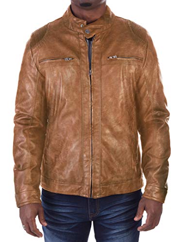 Image of X-Ray Men's Slim Fit Faux-Leather Moto Jacket with Removable Hood