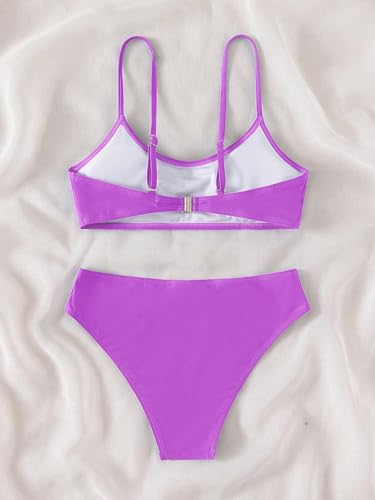 Image of SHENHE Girl's 2 Piece O Ring Bikini High Waisted Spaghetti Strap Cute Swimsuit Bathing Suit
