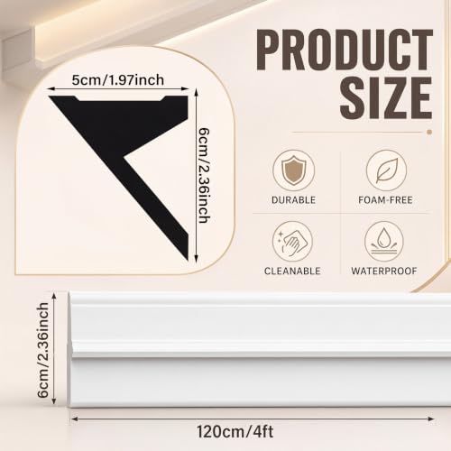 Image of Pushglossy 8 Pcs 47.24 inch(Total 31.5 Ft) Ceiling Crown Molding with LED Duct Kit for Seamless Ambient Accent Lighting Waterproof Channel for Easy LED Trim Moulding Strip Installation(Triangle)