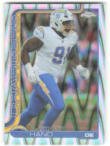 2025 Topps Chrome RayWave Refractor #164 Da'Shawn Hand Los Angeles Chargers NFL Football Trading Card image 3