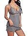 Mathea Women's Sleepwear Lace Pajamas Set Shorts Nightwear Camisole Short Sets (Gray, Small)