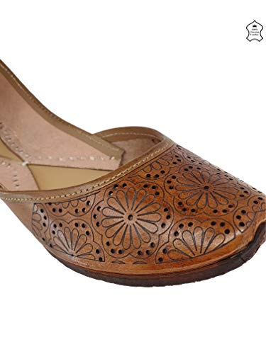 Image of Fulkari Women Cutwork Casual Genuine Soft Leather Jutis | Bite and Pinch Free Juttis | Punjabi Jutti | Girl's Office Flat Ladies Mojari | dailywear Ethnic Juti |