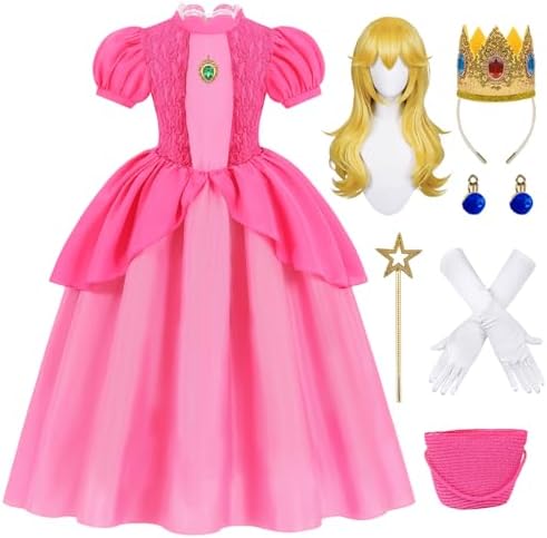 Kids Princess Costume Girls Pink Halloween Princess Dress with Ac...