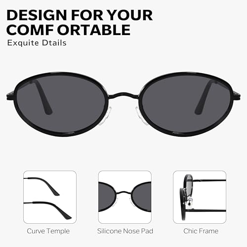 Image of boten Retro Oval Sunglasses for Women 90s Small Gold Frame Sun Glasses Lightweight Cute Chic Sunnies