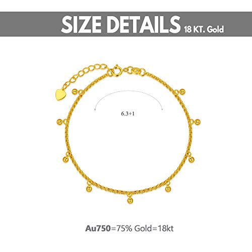18K Real Gold Women Bracelet, Yellow Gold Diamond Cut Balls Bracelet Italian Mesh Link Chain Bracelet Jewelry Giftd For Her, Wife, Mom, 6.5" - 7.5" #TOP5
