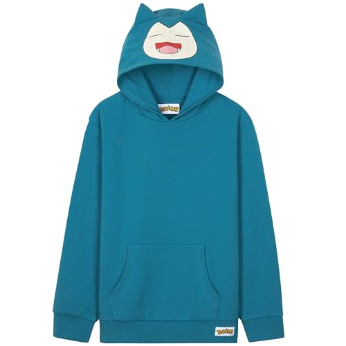 Pokémon Sudadera Niño Niña y Adolescente, Pikachu Sudaderas con Capucha Cómoda, Bolsillo Canguro, Regalos Anime para Niños (4-5 Años, Azul Snorlax)