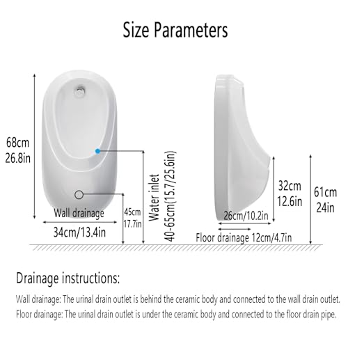Urinal masculino inteligente con sensor de descarga, montado en pared, pequeño, para adultos, blanco, comercial antiolor y antiespl splashes, lavado universal de alta eficiencia, para escuelas o garajes miniatura 7