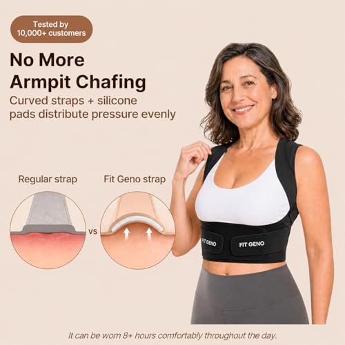 Image of Fit Geno Invisilite Posture Corrector for Women, Adjustable Back Brace for Hunchback Slouching, Upper Back Neck Shoulder Pain Relief, Lightweight Discreet Under Clothes, X-Large