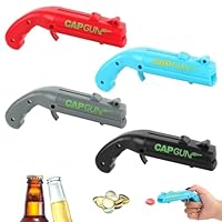 NVIYAM 4 Stück Cap Gun,Flaschenöffner Lustig, Kronkorken Pistole,Flaschenöffner Pistole,Weihnachtsgeschenke Geburtstagsgeschenk,Firing Cap Opener, für Party,Zuhause,Bar,Trinken,Gadgets für Männer