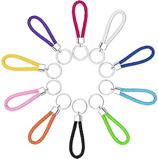 SwirlColor PU Leather Keyring Braided Strap Keyring Car Keychain Ring Key Fob - 10 Pcs