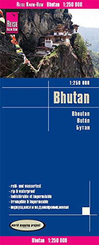 Bhutan Road Map (English, Spanish, French, German and Russian Edition)