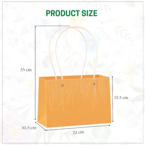 Image of Oasis Pack of 10 Orange Texture Print Flower Hamper Bags | Premium Floral Packaging Bags for Rakhi Gift Hampers, Flower Bouquets, Wedding, Return Gifts, Decorative Presentation & Florist Supplies