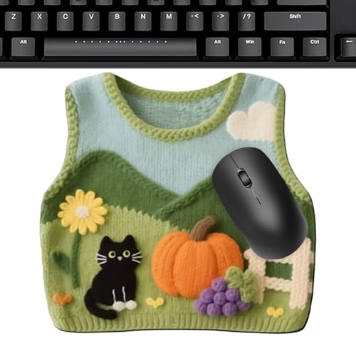 Datormusmatta – Stickad tröja designmatta, söt estetisk musunderlägg | Skrivbordstillbehör för, kontor, bärbar dator, män, kvinnor, tonårsflickor, elegant skrivbordsinredning