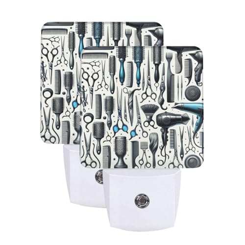 Augenstern Barber-Tools-Comb-Scissors 2-Pack Led Night Lights, Long-Lasting Automatic Bedside Night Lamp for Daily Use