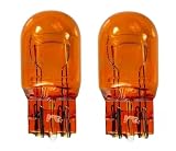 Fugedox 2 PCS T20 7443 1891 21/5W Clear Glass Turn Signal Stop Brake Tail Light-Bulbs - DRL Indicator Light Micro Bulb Parts, Automotive Universal Lighting Accessory, for Cars (Amber)