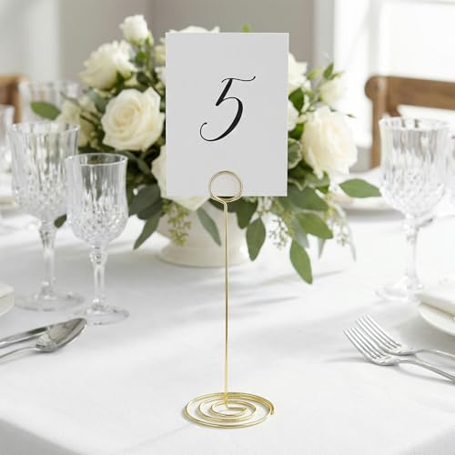 Porte-numéros de table en métal doré pour décoration de table de mariage chic