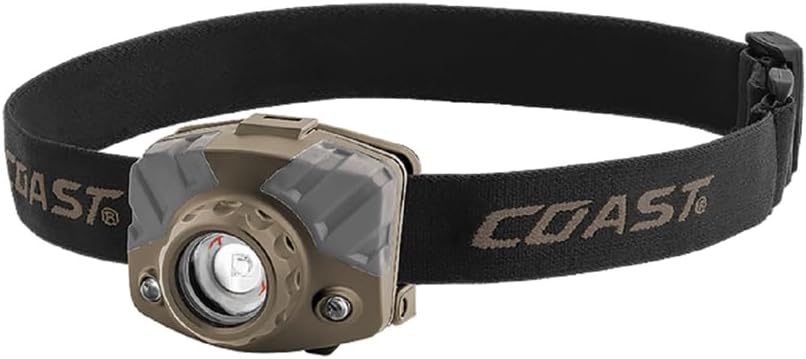 Coast® FL68 415 Lumen Tri-Color (White/Green/Red) LED Headlamp, Batteries and Hard Hat Clips Included