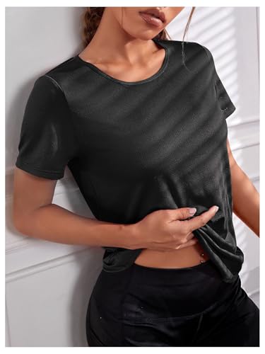 OYOANGLE Women's Open Back Workout Tops Short Sleeve Cut Out Crossover Hem Running Gym Exercise Athletic T Shirts4