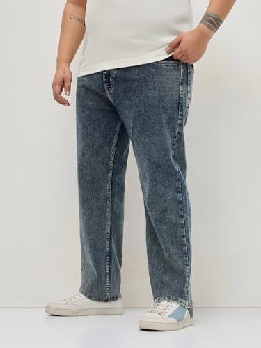 Image of Urbano Plus Men's Regular Fit Heavy Washed Denim Jeans Stretchable